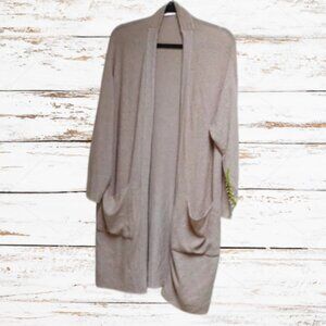 Zara Trafaluc extra long autumn supersized beige light tan open front cardigan